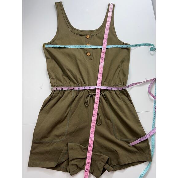 Olive Green Sleeveless Jumpsuit - Picture 7 of 8